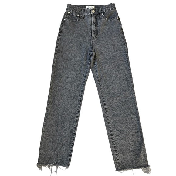 Madewell Perfect Vintage Straight Jeans Womens 25 High Rise Raw Hem Lunar Wash - Picture 2 of 13